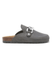 billowy Leder-Clogs in Grau