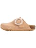 billowy Leder-Clogs in Beige