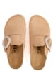 billowy Leder-Clogs in Beige