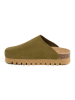billowy Leder-Clogs in Khaki