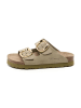 billowy Leder-Pantoletten in Beige