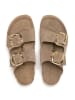 billowy Leren slippers beige