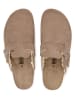billowy Leren clogs bruin
