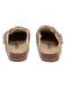 billowy Leren clogs bruin