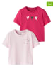name it 2-delige set: shirts "Nula" rood/lichtroze