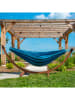 Vivereeurope Hangmat met frame bruin/blauw - (B)259 x (H)104 x (D)119 cm