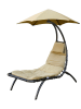 Vivereeurope Tuinligstoel ''Dream Lounger'' antraciet/beige - (B)74 x (H)173 x (D)183 cm