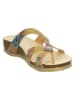 Think! Leren teenslippers "Julia" lichtbruin