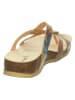 Think! Leren teenslippers "Julia" lichtbruin