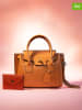 Victor & Hugo Paris Leder-Henkeltasche "Set Jane" in Orange - (B)36 x (H)35 x (T)24 cm