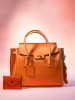 Victor & Hugo Paris Leder-Henkeltasche "Set Jane" in Orange - (B)36 x (H)35 x (T)24 cm