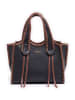 Victor & Hugo Paris Leder-Henkeltasche "Kamelia" in Schwarz/ Braun - (B)20 x (H)25 x (T)9 cm