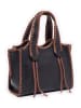 Victor & Hugo Paris Leder-Henkeltasche "Kamelia" in Schwarz/ Braun - (B)20 x (H)25 x (T)9 cm