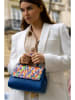 Victor & Hugo Paris Leren handtas "Amalia" blauw/meerkleurig - (B)24 x (H)17 x (D)10 cm