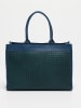 Victor & Hugo Paris Leren handtas "Nina" donkerblauw/groen/blauw - (B)37 x (H)27 x (D)12 cm