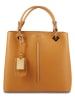 Victor & Hugo Paris Leder-Henkeltasche "Flamme" in Camel - (B)28 x (H)24 x (T)14 cm