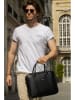 Victor & Hugo Paris Leder-Henkeltasche "Iris" in Schwarz - (B)36 x (H)28 x (T)9 cm