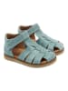 POM POM Leder-Halbsandalen in Hellblau