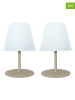 lumisky 2-delige set: ledtafellampen "Twins" wit/beige - Ø 11 x (H)16 cm