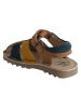 vertbaudet Leren sandalen lichtbruin/blauw/geel