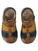 vertbaudet Leder-Sandalen in Hellbraun/ Blau/ Gelb