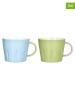 Andrea Fontebasso 1760 Kubki jumbo (2 szt.) "New Milk" w kolorze zielono-błękitnym - 400 ml