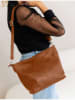 Lucca Baldi Leder-Umhängetasche "Trapani" in Hellbraun - (B)33 x (H)25 x (T)14 cm