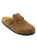 Mandel Leren clogs "Noe" bruin