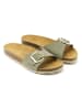 Mandel Leren slippers "Agata" kaki