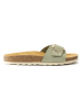 Mandel Leren slippers "Agata" kaki