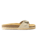 Mandel Leren slippers "Agata" beige
