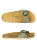 Mandel Leder-Pantoletten "Agata" in Khaki