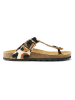 Mandel Leren teenslippers "Blanca" lichtbruin/wit