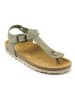 Mandel Leder-Zehensandalen "Leon" in Khaki