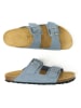 Mandel Leder-Pantoletten "Alberto" in Hellblau