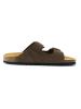 Mandel Leren slippers "Alberto" bruin