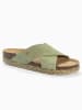 BACKSUN Leder-Pantoletten "Lauren" in Khaki