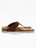 BACKSUN Leren teenslippers "Singapore" bruin