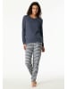 Schiesser Pyjama in Dunkelblau/ Creme