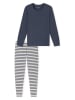 Schiesser Pyjama in Dunkelblau/ Creme