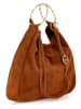 Mia Tomazzi Leren handtas "Tarabella" lichtbruin - (B)34 x (H)30 x (D)11 cm