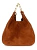 Mia Tomazzi Leren handtas "Tarabella" lichtbruin - (B)34 x (H)30 x (D)11 cm