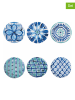 Villa d´Este 6-delige set: fruitborden "Aquazul" blauw/turquoise - Ø 19,3 cm