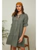 Fleur de Lin Leinen-Kleid "Gabin" in Oliv