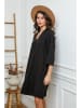 Fleur de Lin Leinen-Kleid in Schwarz