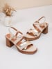 Sixth Sens Haksandalen beige/goudkleurig