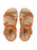 billowy Sandalen in Gold/ Braun