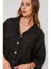 Lin Passion Leinen-Hemdjacke in Schwarz