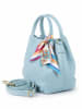 Florence Bags Skórzana torebka "Wesa" w kolorze błękitnym - 33 x 20 x 16 cm