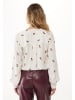 Mexx Bluzka "Embroidery" w kolorze biało-brązowym